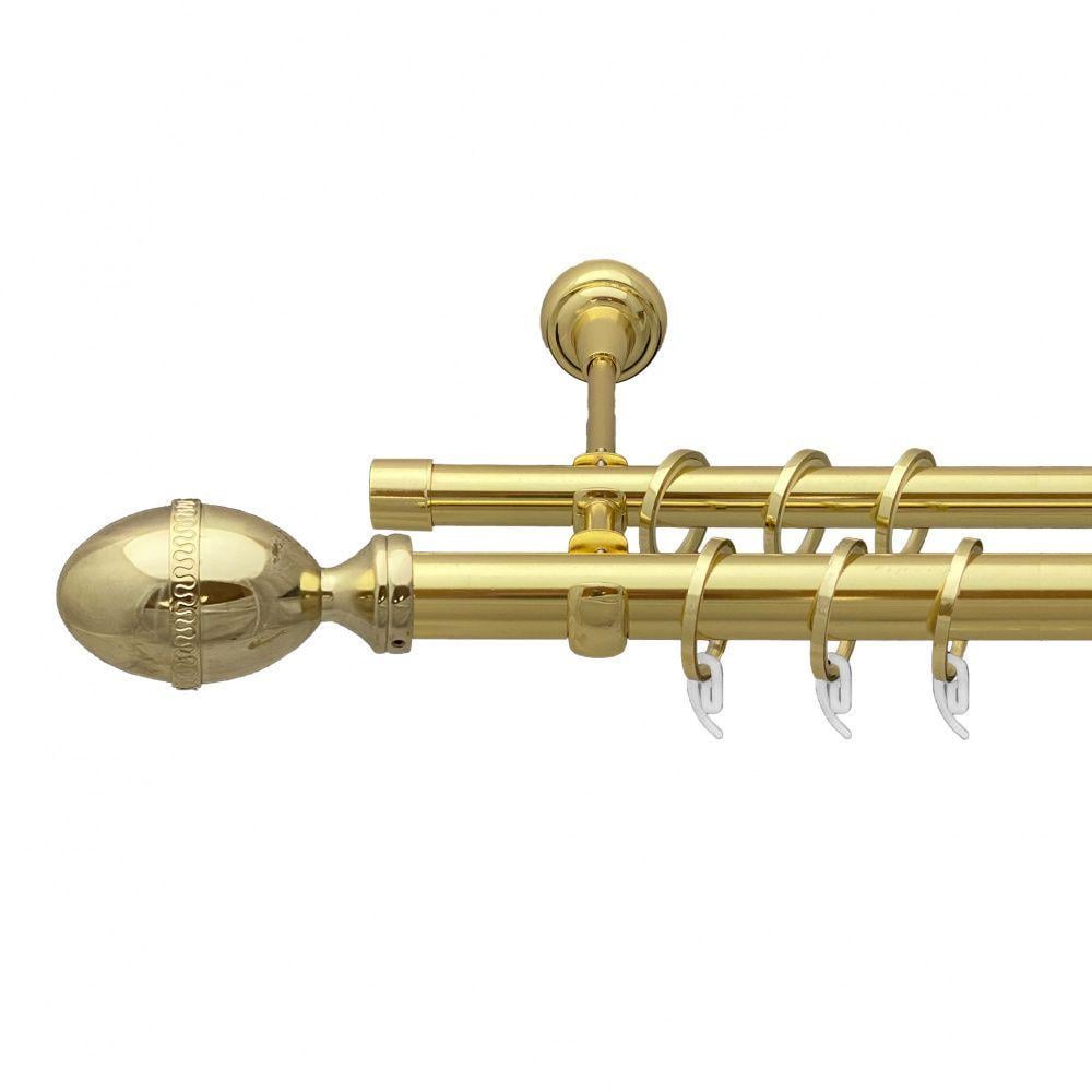 Карниз Orvit Фарже металевий дворядний відкритий гладка труба кільце фасонне металеве 25/19 мм 200 см Золото (7035600)