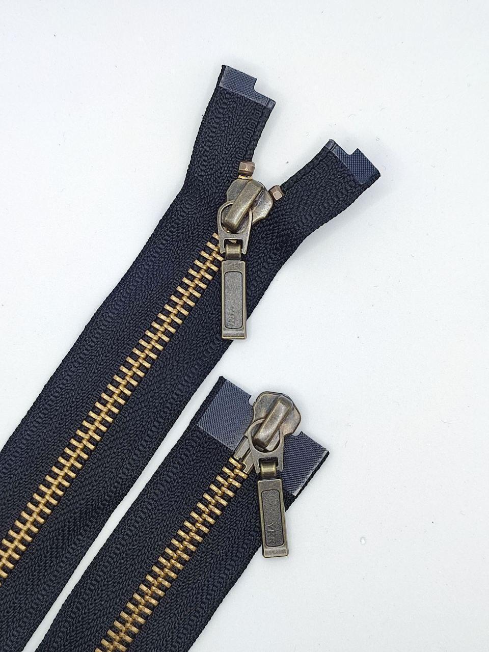 Молния YKK металлическая тип 5 100 см 2 бегунка Черный/Антик (1535541353)