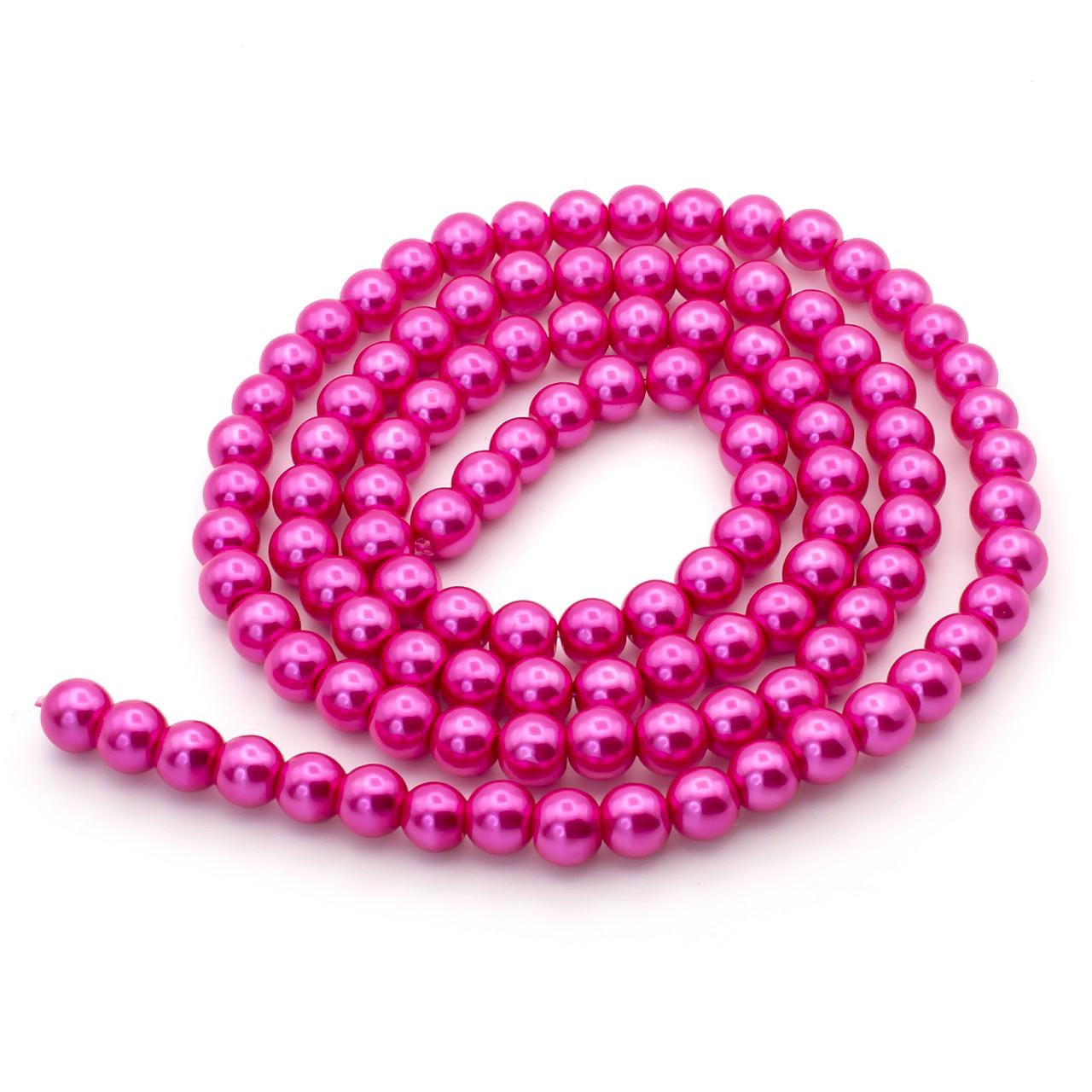 Бусины стеклянные на нитке под жемчуг 8 мм 80 см 105 шт. Розовый (БЖ0008к59)