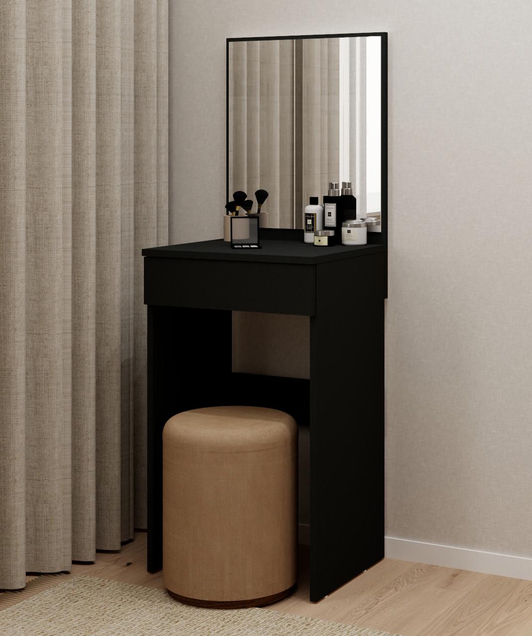 Туалетный столик ТС-4 с зеркалом и выдвижным ящиком ДСП Антрацит (28918321) - фото 1 Туалетный столик ТС-4 с зеркалом и выдвижным ящиком ДСП Антрацит (28918321) - фото 1