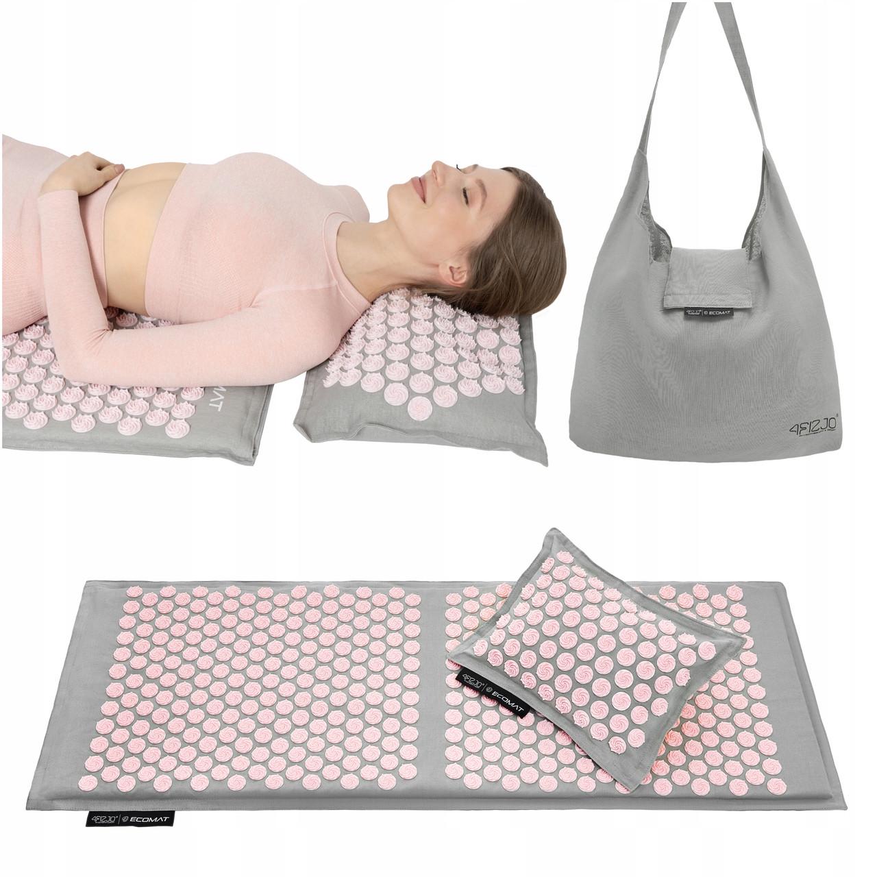 Килимок акупунктурний з подушкою 4fizjo Eco Mat XL Аплікатор Кузнєцова Grey/Pink (P-5907739313607) - фото 11