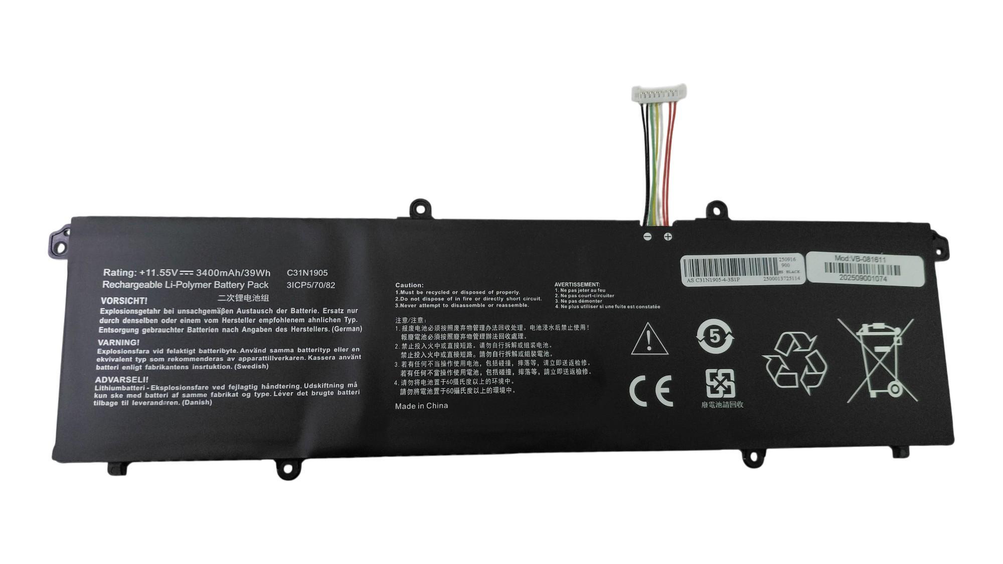Аккумулятор для ноутбука Asus С31N1905VivoBook S14 S433 11,55V 3400 mAh