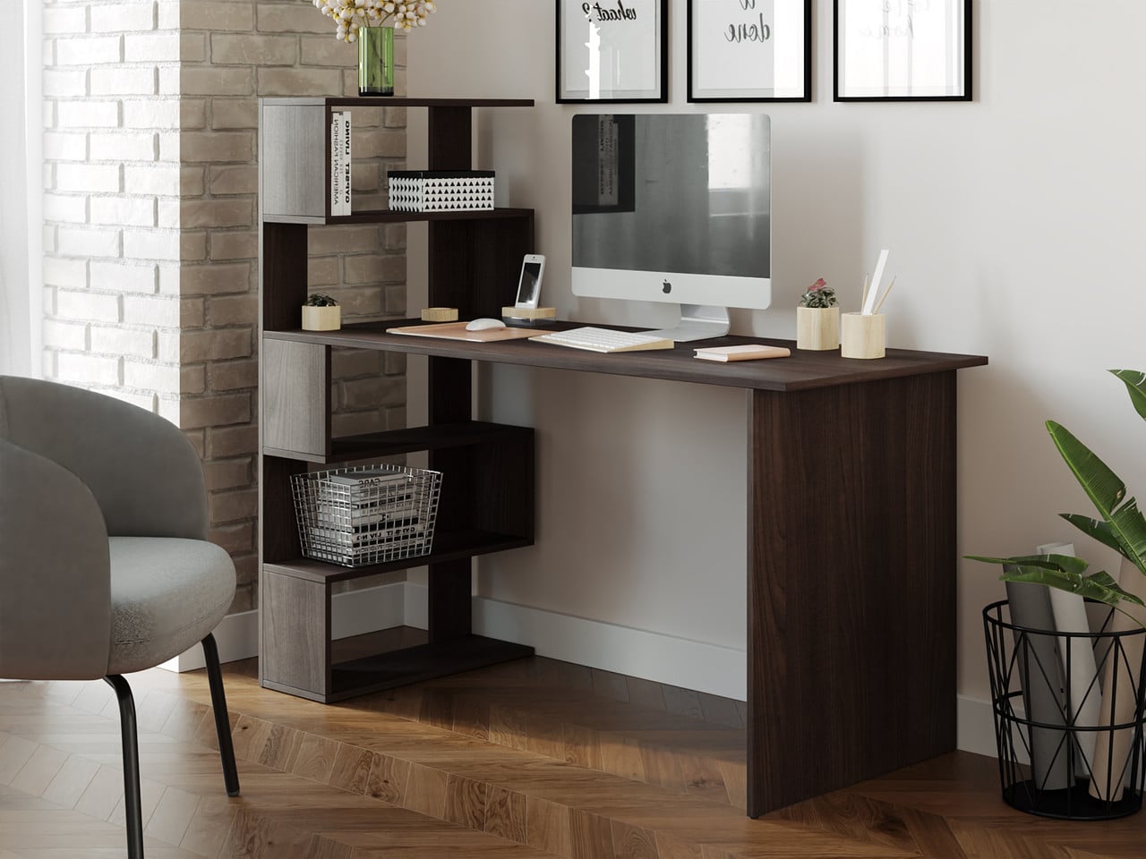 Комп'ютерний стіл Moreli Roland 1416x1226x600 мм Венге темний (61ea887affd729102b419556)