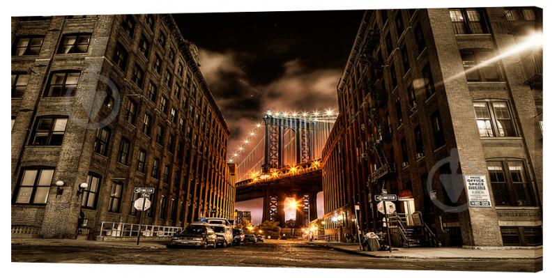 Картина на холсте Декор Карпаты Ночной город 50х100 см (g221)