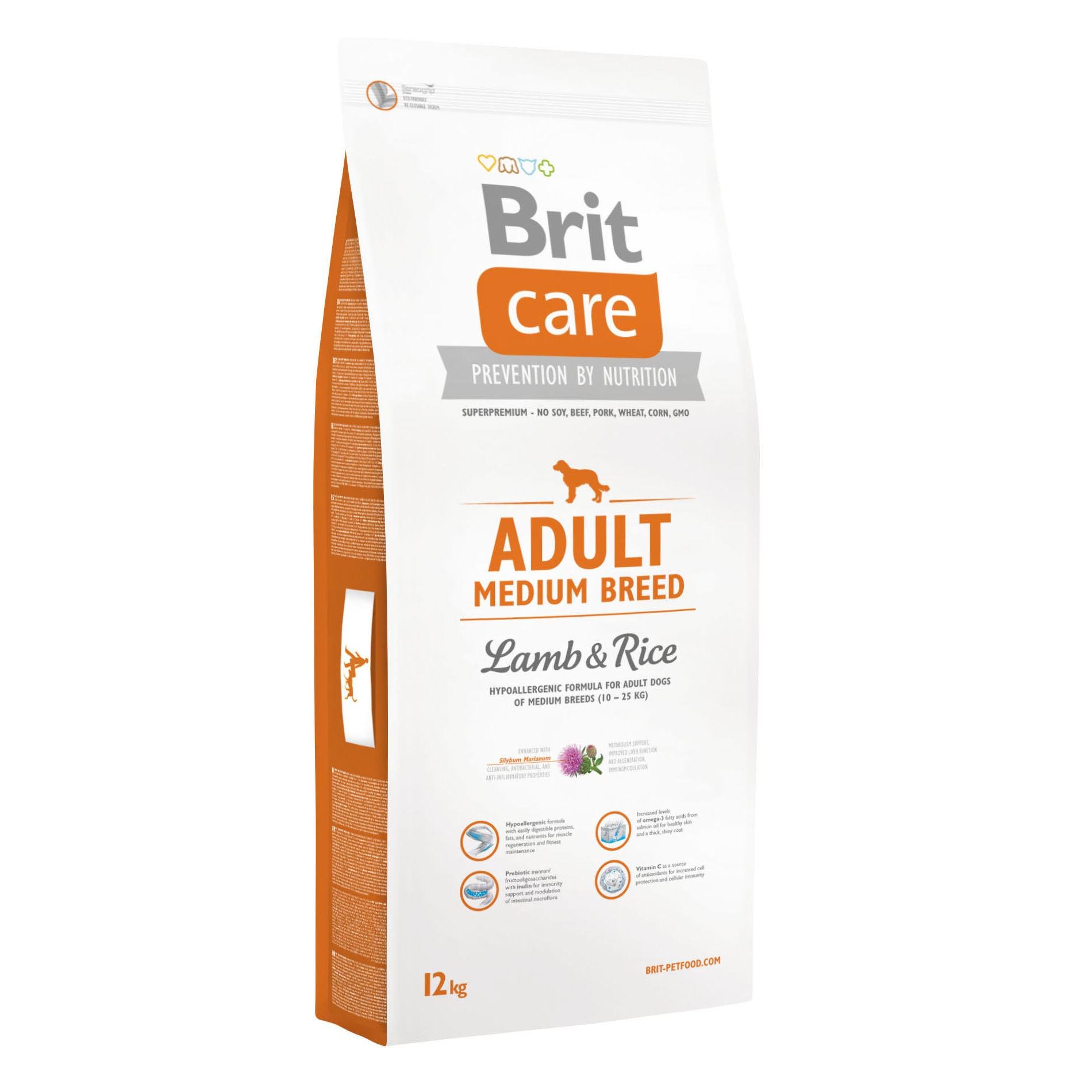 Корм сухой Brit Care Medium Breed Lamb&Rice для взрослых собак средних пород 12 кг (8595602509928)