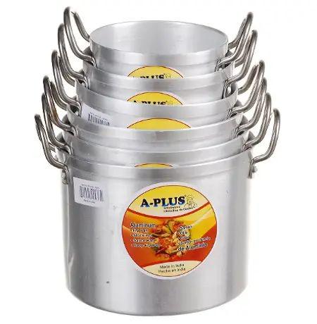 Набор кухонных кастрюль с крышками A-PLUS 0431-0436 алюминиевые 12 предметов 15,5-22 см Серебристый