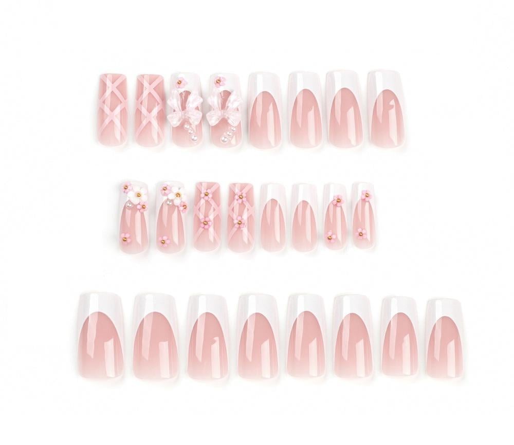 Набор накладных ногтей С дизайном и клеем для быстрого маникюра 24 шт. (R9624)