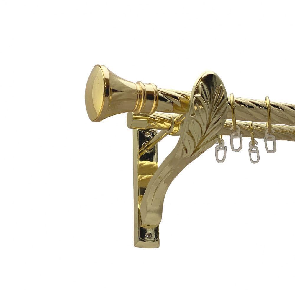 Карниз металлический Orvit Люксор двухрядный ретро скрученная труба/кольцо металлическое Золото 25/19 мм 160 см (00-00010911)