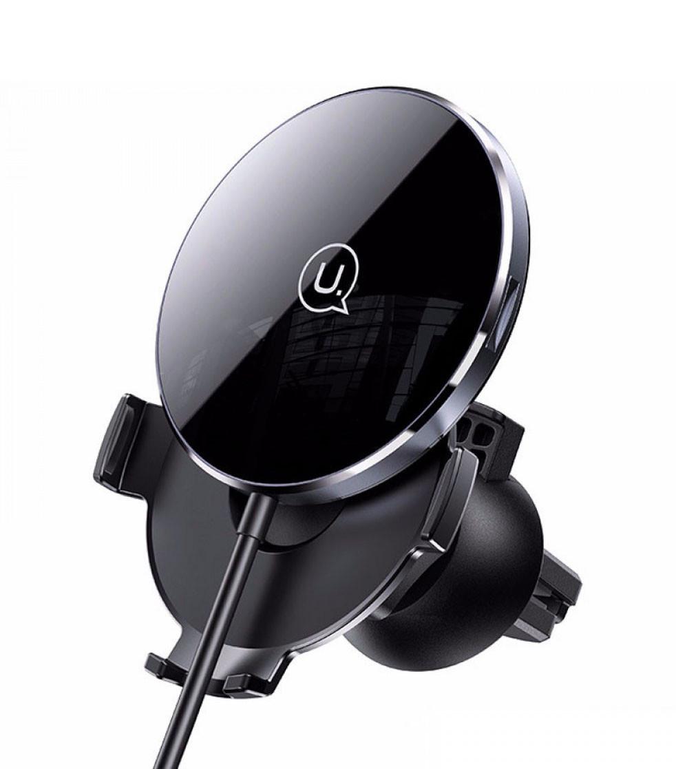 Тримач-безпровідна зарядка для телефону в машину Usams US-CD164 Ultra-Slim Чорний (CD164DZ01)