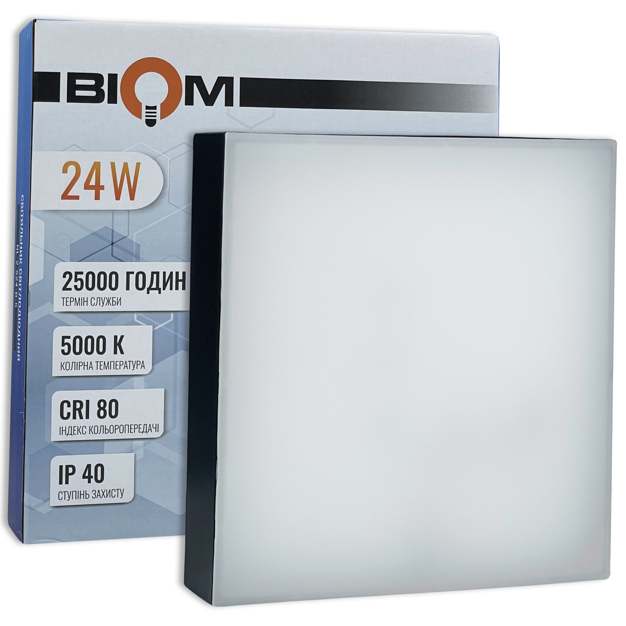 Светильник LED накладной Biom NL-2-S24-B-5 24W 5000К IP40 квадратный Черный