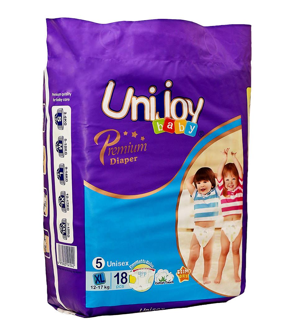 Подгузники UNIJOY Premium Diapers ультратонкие органические 18 шт. XL 12-17 кг (12857140) - фото 1