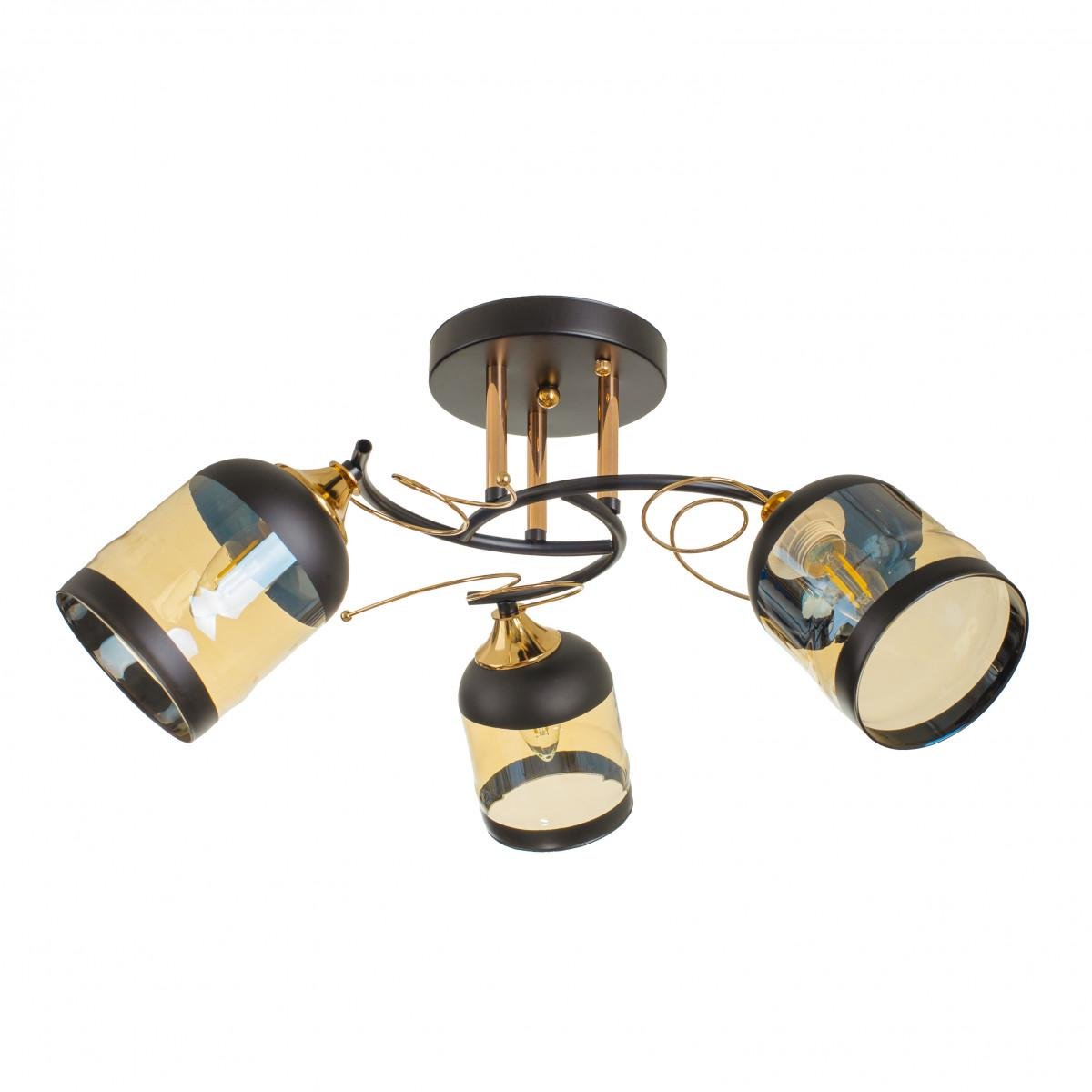 Люстра Brille LK-706S/3 E27 BK/FG на 3 плафона Черный/Золотой
