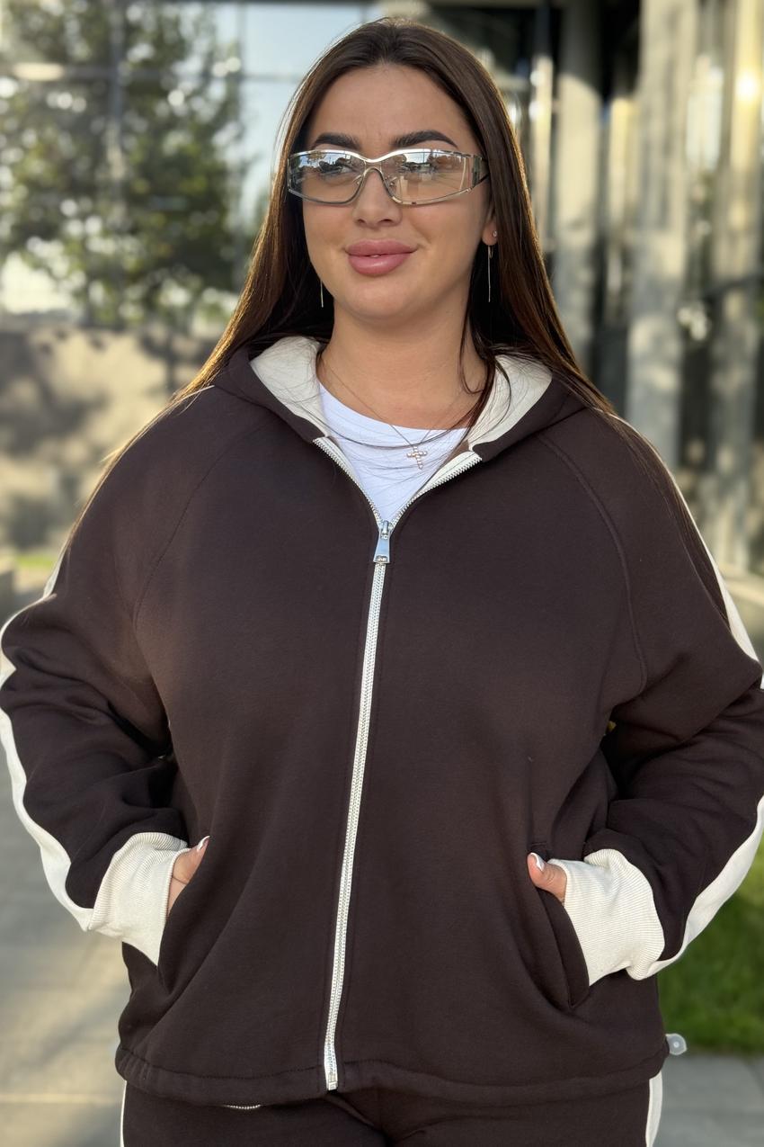 Костюм М207.4 на замке с капюшоном с начесом L Коричневый (1016-1-62) - фото 3 Костюм М207.4 на замке с капюшоном с начесом L Коричневый (1016-1-62) - фото 3