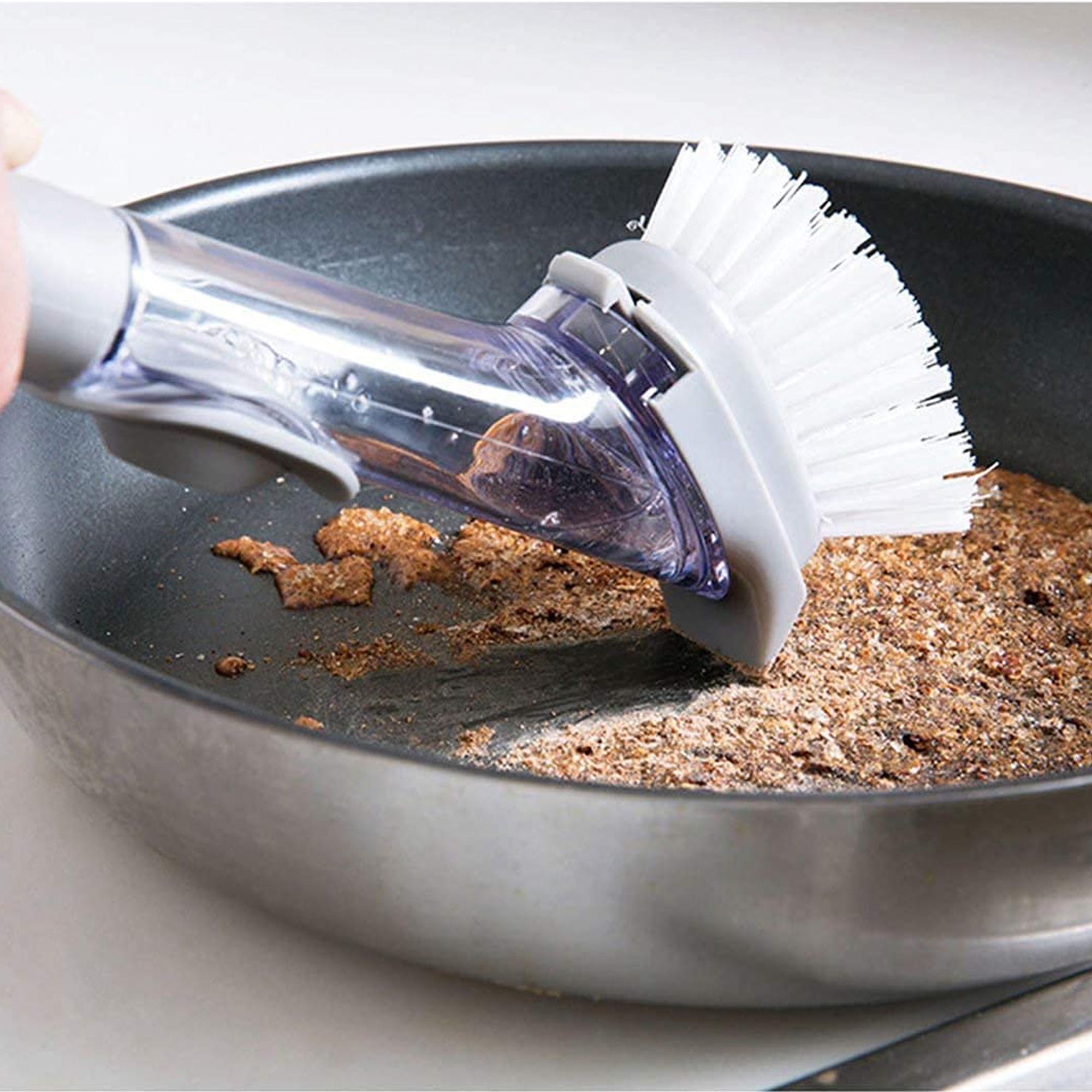 Щітка для миття посуду Decontamination Wok Brush з дозатором та знімними насадками Сірий (87) - фото 2