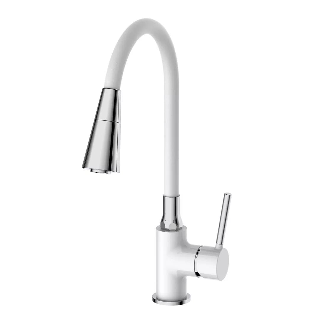 Змішувач для кухні Frap F4044-8 одноважільний 2 режими з гнучким виливом Білий/Хром (SQ-1040794) Змішувач для кухні Frap F4044-8 одноважільний 2 режими з гнучким виливом Білий/Хром (SQ-1040794)