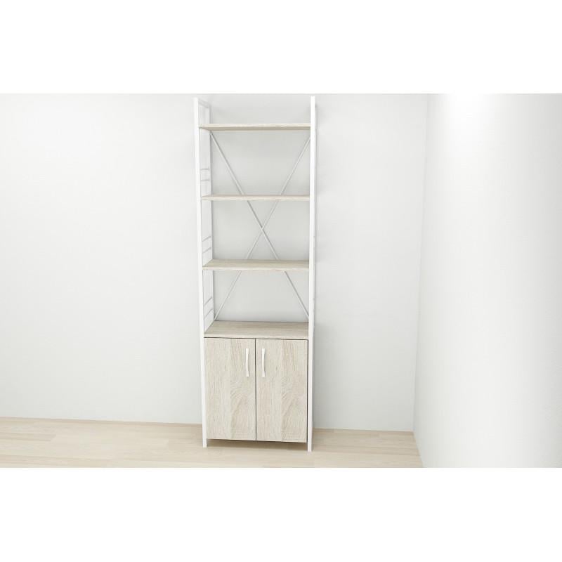 Этажерка Ferrum-decor Konekt 4/60 с тумбой металл/ДСП Белый/Дуб сонома (FRD-104494) Этажерка Ferrum-decor Konekt 4/60 с тумбой металл/ДСП Белый/Дуб сонома (FRD-104494)