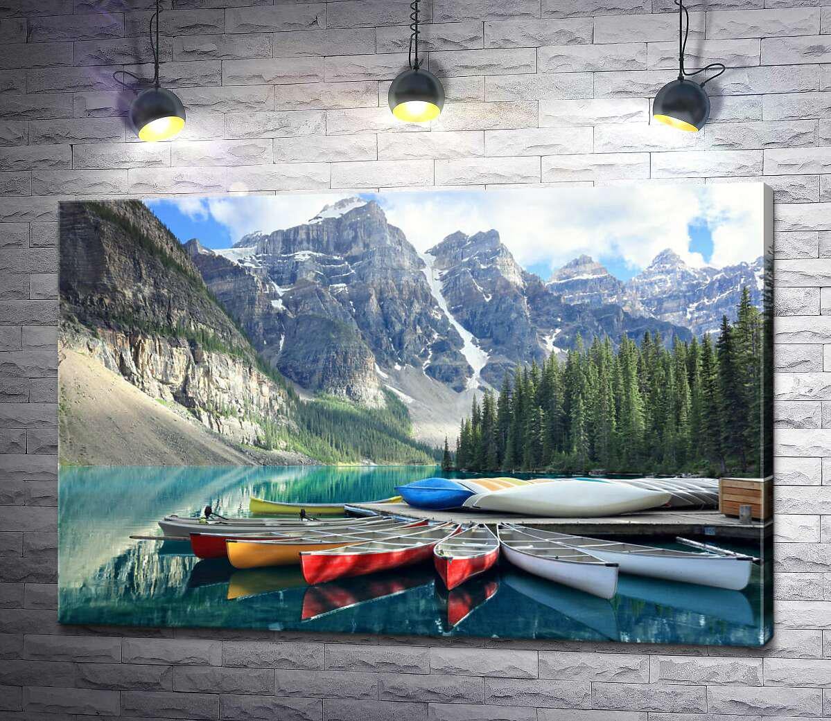 Картина ArtPoster Байдарки на озере Морейн у подножия гор 50x33 см Модуль №1 (004556)