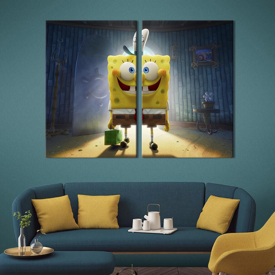Настенный декор диптих картина на холсте для интерьера Sponge Bob Square Pants 71x51 см (745-2)