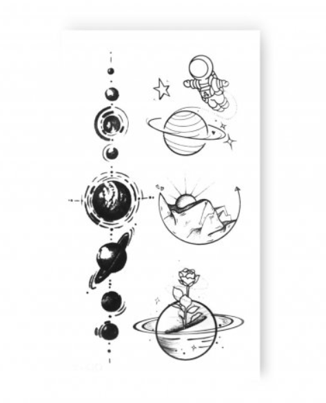 Временное тату Планеты и космонавт QQ-088 (KG-6104) Временное тату Планеты и космонавт QQ-088 (KG-6104)