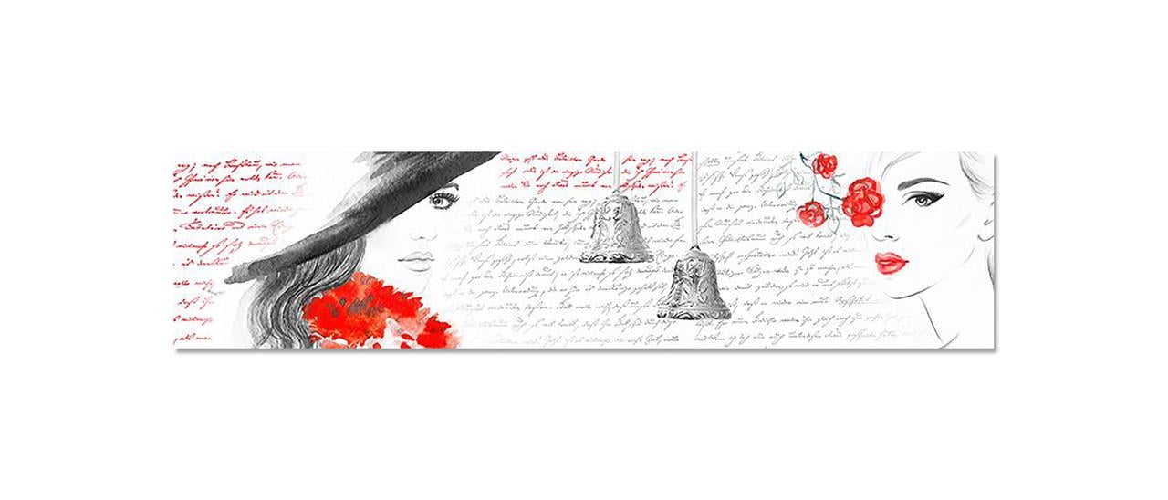 Фартук кухонный Письмо о любви девушки 60х250 см Красный