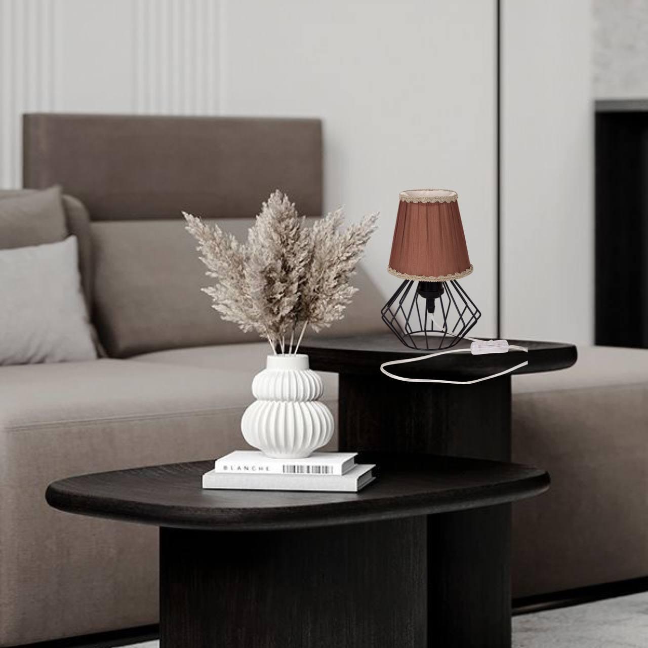 Лампа/нічник настільна з абажуром Коричневий (56-T108F04 BK+BR) - фото 2