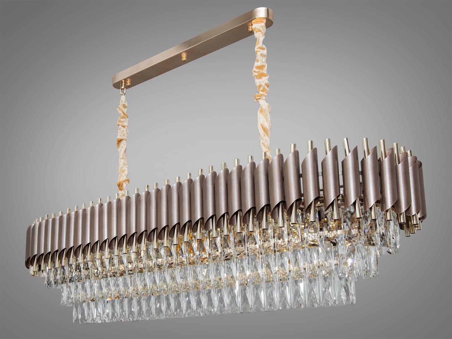 Люстра подвесная хрустальная Diasha 9001-1200x350CF+SGD на 16 ламп Коричневый/Золотой (18204824) (18232490)