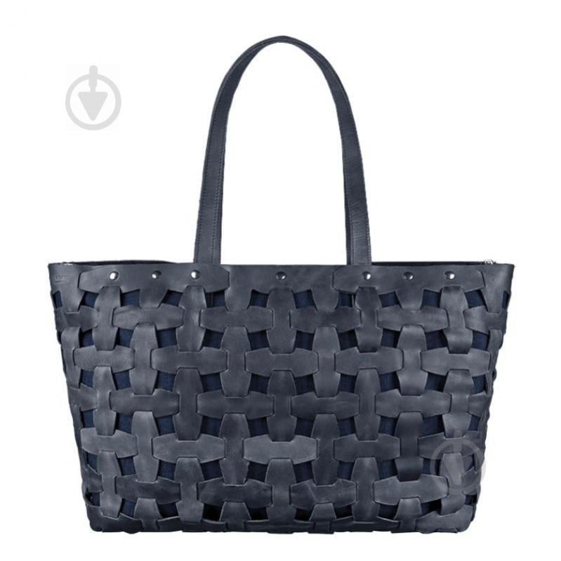 Шкіряна плетена сумка жіноча BlankNote Пазл Crazy Horse Xl Синя (BN-BAG-34-nn)