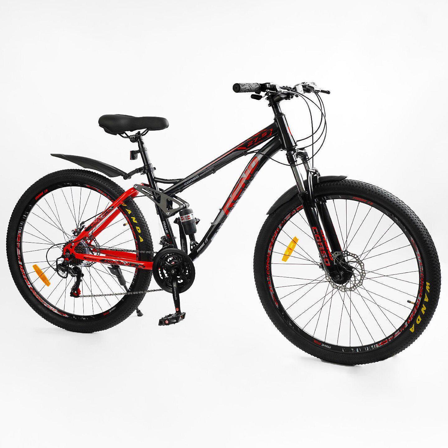 Велосипед горный двухподвесный Corso Rend 27,5" рама 15" Черно-красный - фото 2 Велосипед горный двухподвесный Corso Rend 27,5" рама 15" Черно-красный - фото 2