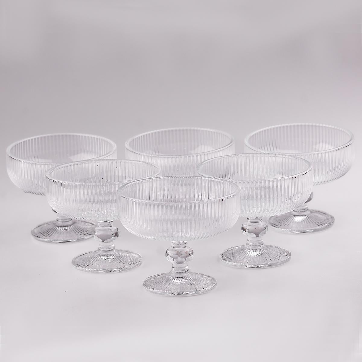 Креманки фігурні ребристі із товстого скла 6 шт. Прозорий (HP7117)