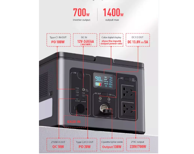 Инвекторная станция Yoobao EN700P 700W 192000 mAh PD/QC 100W 220V - фото 4