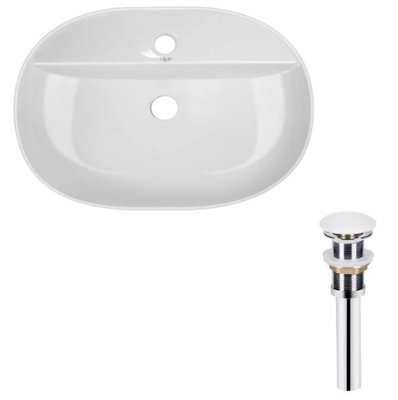 Раковина накладная овальная Qtap Scorpio 600х400х120 мм с донным клапаном PU02 White (QT14112203WN47315)