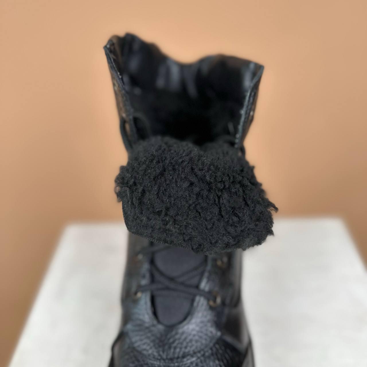 Берці чоловічі 017 зимові натуральна шкіра/хутро р. 47 Black (12896534) - фото 2