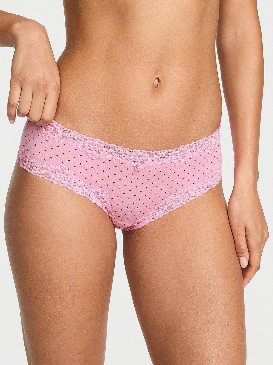 Трусики женские Victoria's Secret Cotton Lace-Waist Cheeky XL Розовый (3181848397)