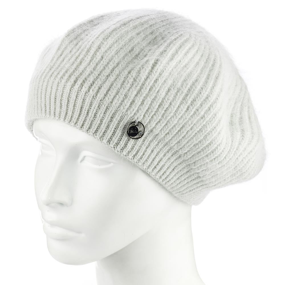 Берет женский ангоровый Atrics WH911 с узором двойной Светло-серый