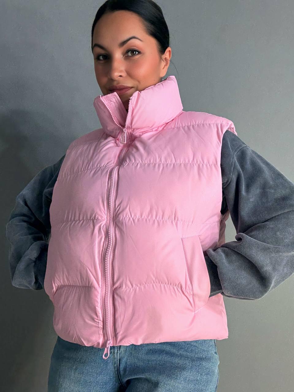Жилетка жіноча A-N 10013 дута без капюшона р. 44 Рожевий - фото 9