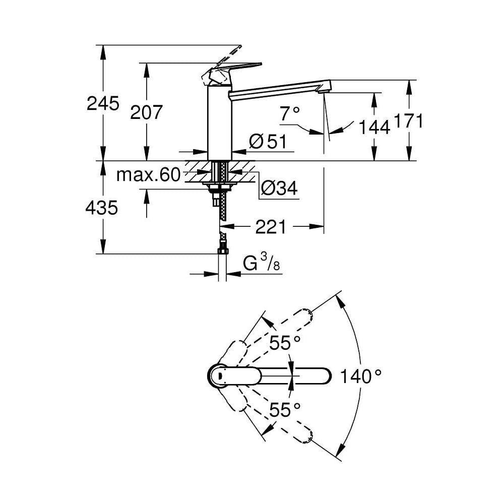 Cмеситель для кухни Grohe Eurosmart Cosmopolitan 30193000 однорычажный Хром (111043) - фото 2