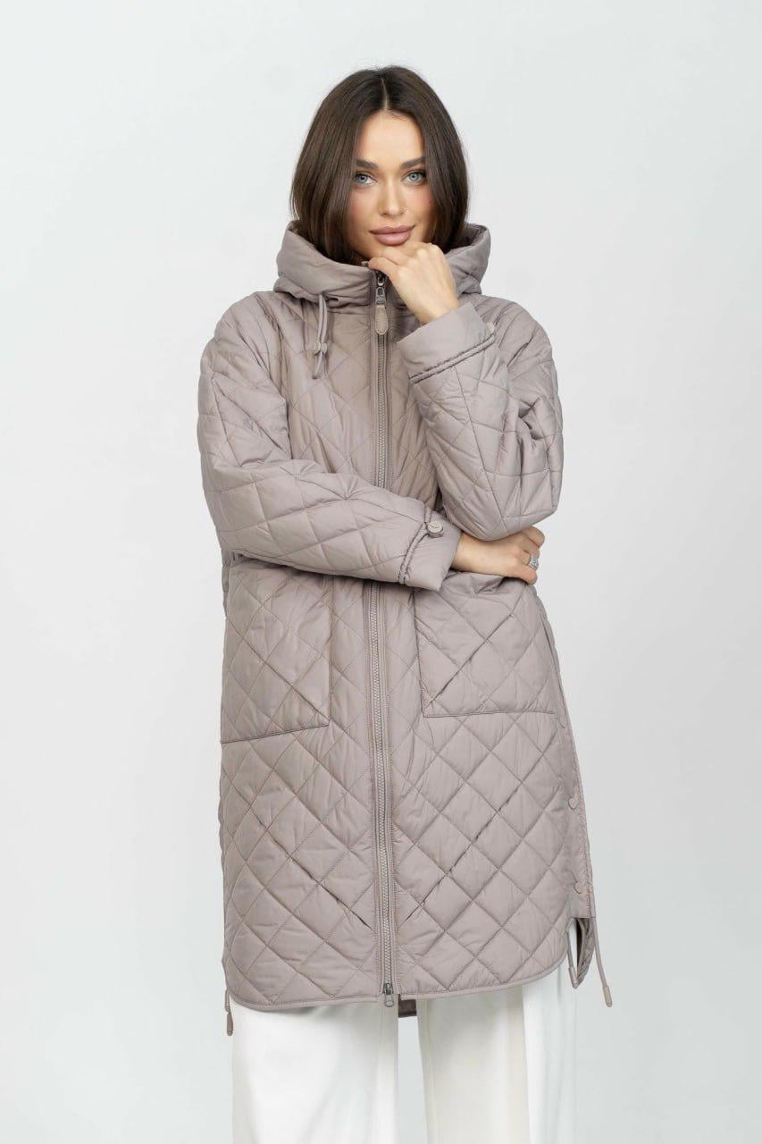 Плащ жіночий демісезонний утеплений oversize р. 52 Капучино (33298090)
