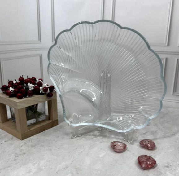 Блюдо стеклянное для сервировки Helios CP-08 Гранд шел 360 мм