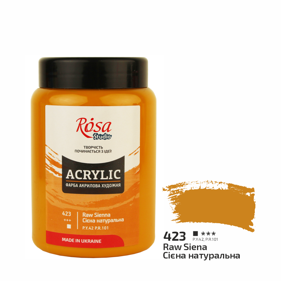 Акрилова фарба ROSA Studio 322419423 6 шт. 400 мл Сієна натуральний/423 (4823098522645) - фото 1