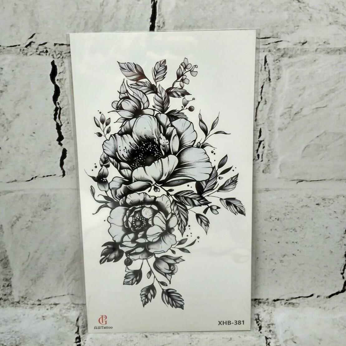 Тату временное Цветы лист 11,5x21 см (XHB-381)