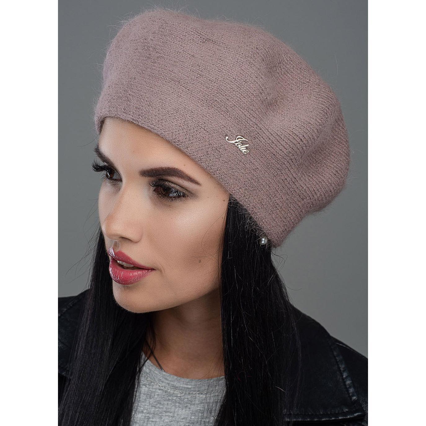 Берет ангоровый женский Leks Лаура one size Темно-пудровый
