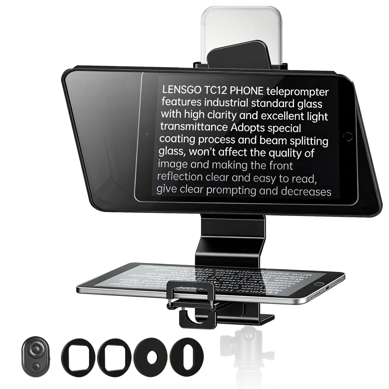 Телесуфлер профессиональный телепромтер LENSGO TC12P 12.9" суфлер для смартфонов и планшетов с Bluetooth-пультом
