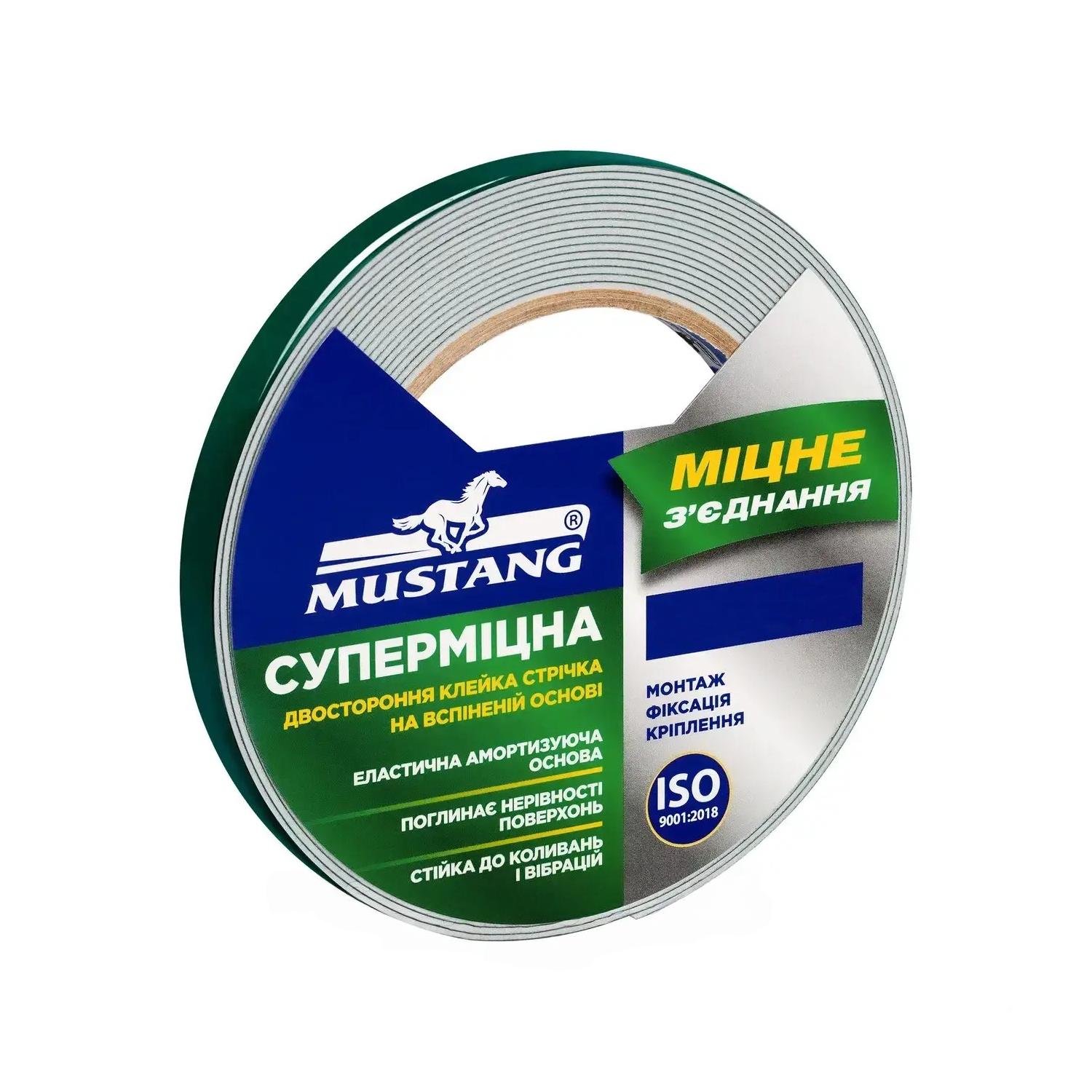 Лента двусторонняя Mustang FT2510 25x0,11 мм 10 м вспененная пенополиэтилен/пенополиуретан/каучук Зеленый (INRUC0020425010050)