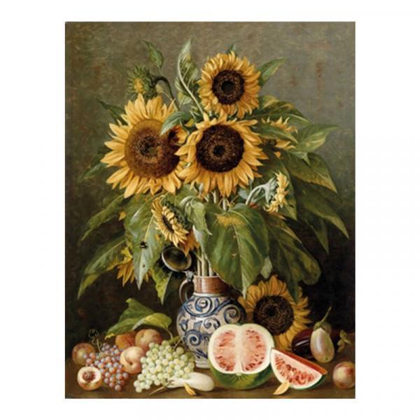 Алмазна мозаїка TK Group Натюрморт Соняшники і фрукти 40х30 см з рамкою в коробці (GB74631-mt)