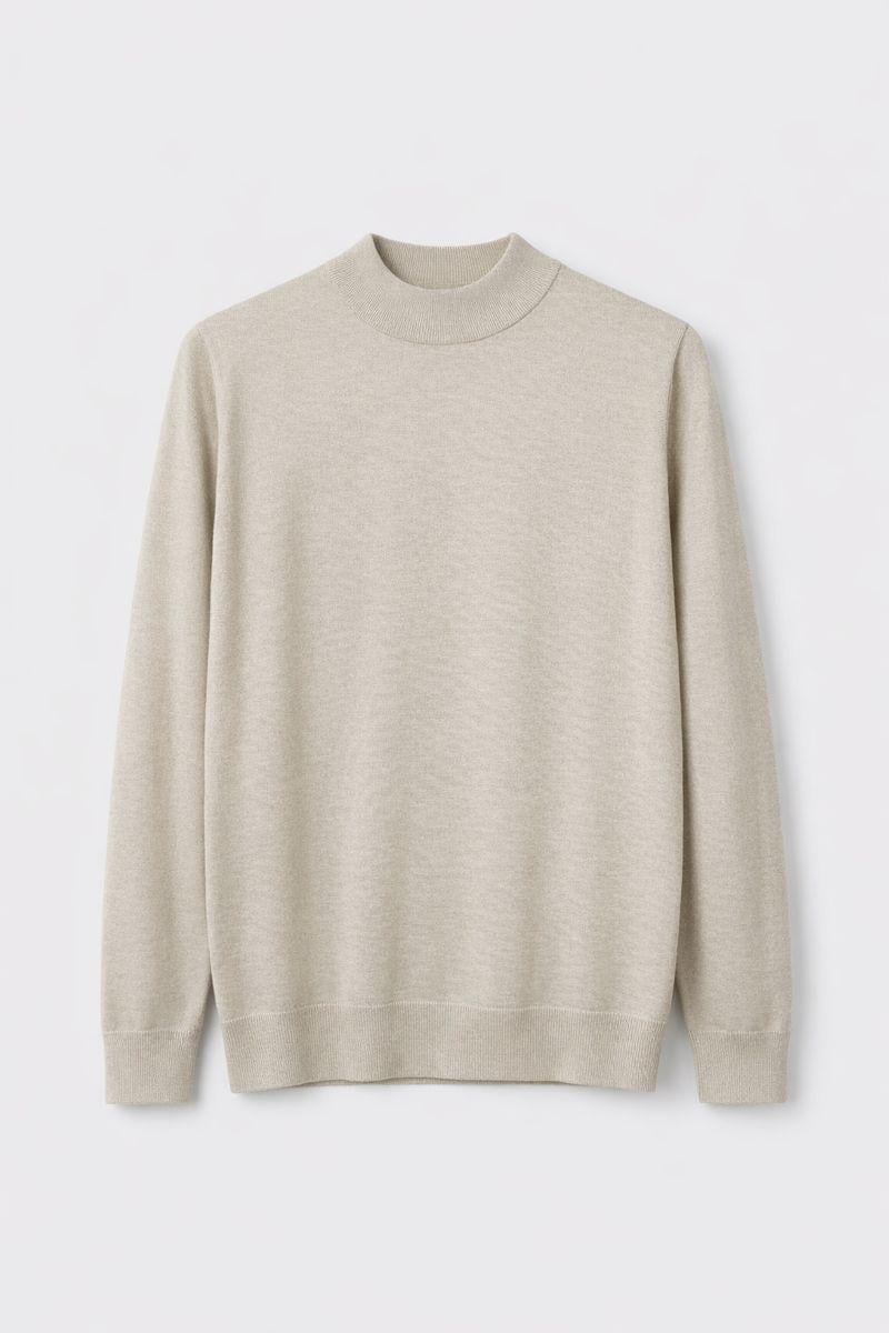 Светр чоловічий з коміром-стійкою L Бежевий (26127459)