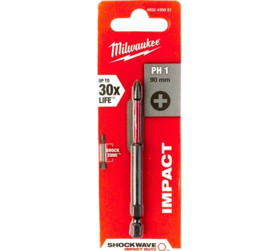 Біта Milwaukee Shockwave PH1 90 мм 1 шт. (4932430851) - фото 4 Біта Milwaukee Shockwave PH1 90 мм 1 шт. (4932430851) - фото 4