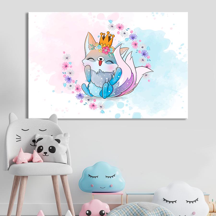 Картина в детскую комнату Сказочная королева-лиса 120x80 см (A1409-1)