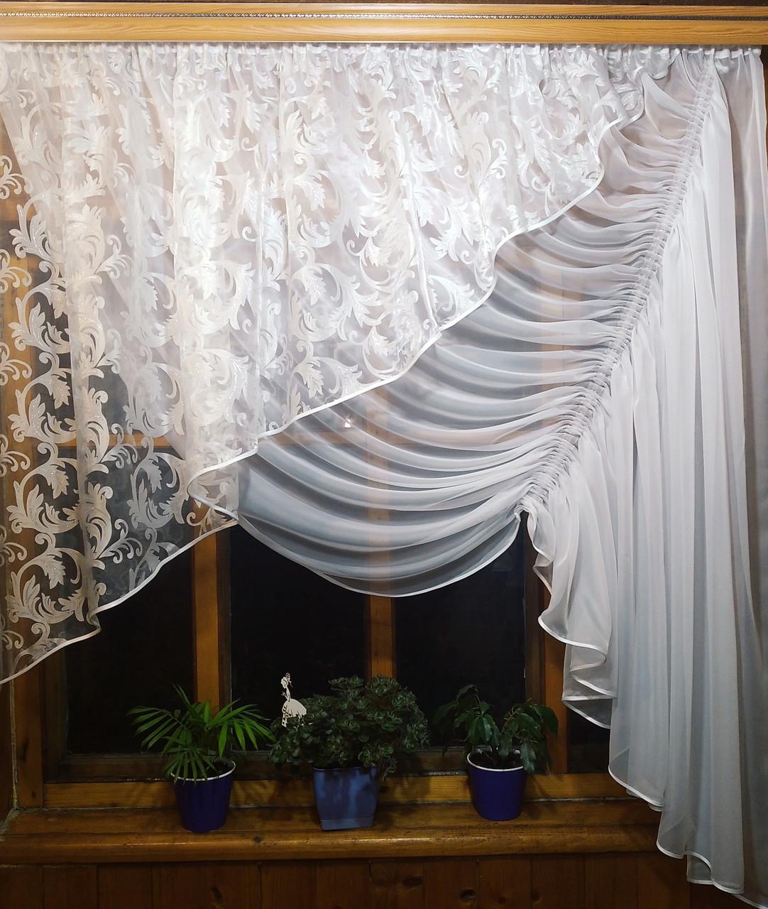 Штори Камелія вензель права Білий (834327233)