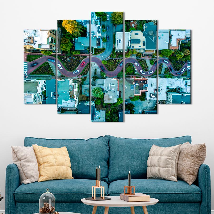 Картина город Самая кривая улица в мире Ломбард-стрит 187x119 см (A572-5)