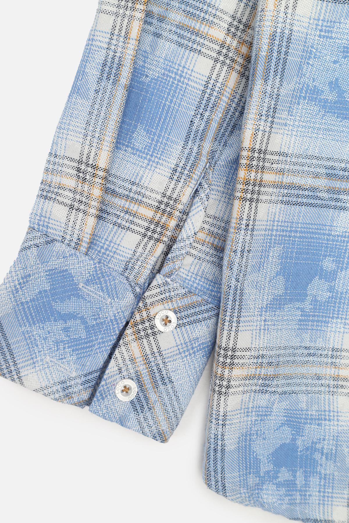 Рубашка с длинным рукавом ЦБ-00269545 для девочки 146 см Голубой (SKT001043658) - фото 4 Рубашка с длинным рукавом ЦБ-00269545 для девочки 146 см Голубой (SKT001043658) - фото 4